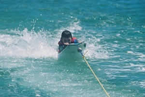 Ski surfing in the sea in Mozambique